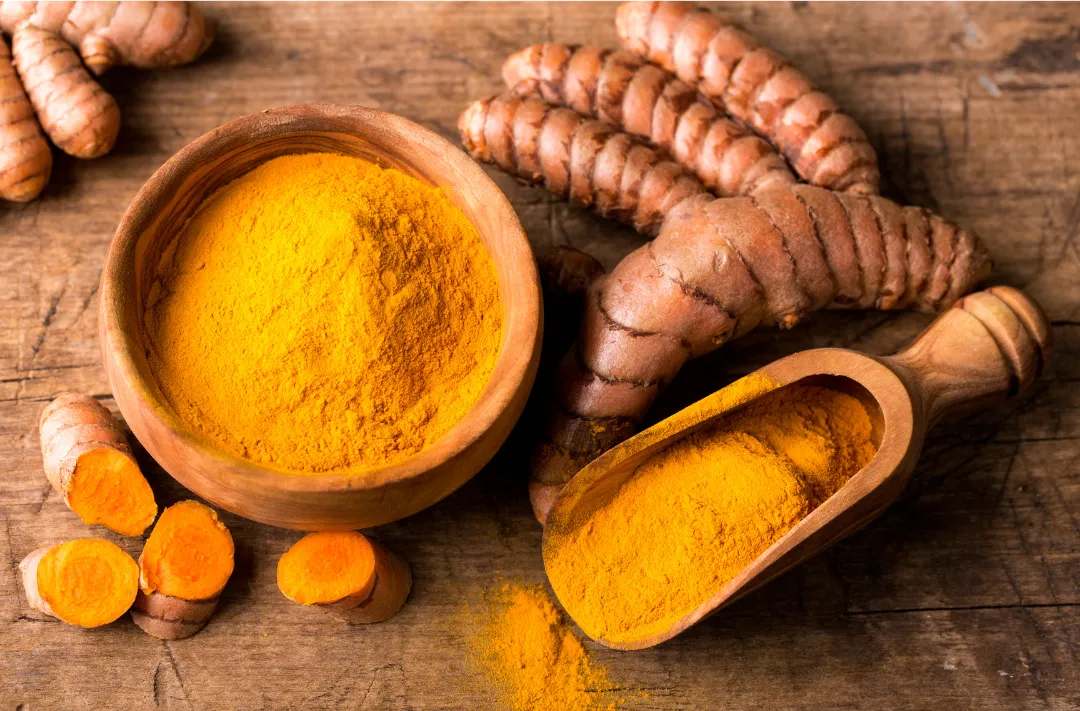 Turmeric contains anti-inflammatory properties as well as antioxidant properties.